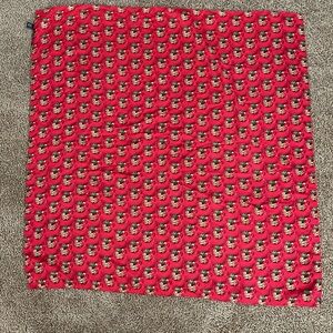 Vintage Mulberry red Christmas tree with reindeers print silk scarf